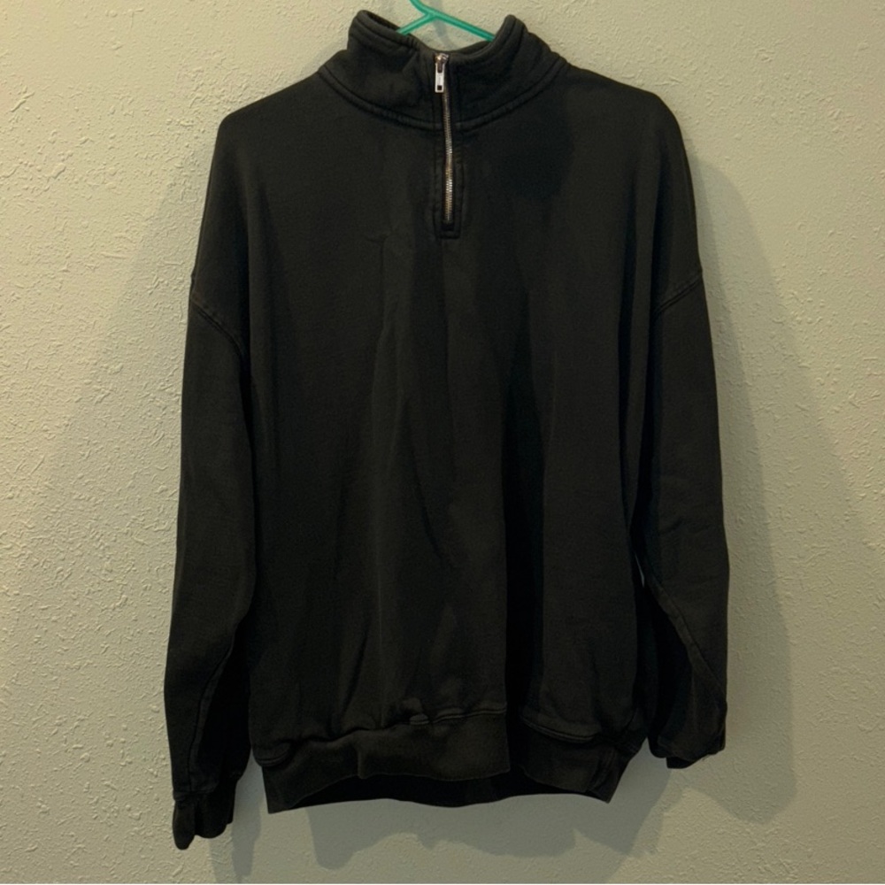 Brandy Melville Dark Green Quarter-Zip Sweater